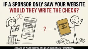 Your Leadership Network's Website Is Your 24/7 Sponsorship Pitch (And Most Aren't Pitching)