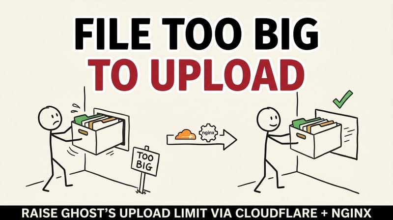 Stick-figure comic: an oversized file stuck in a tiny upload slot on the left, sliding through a widened slot on the right.
