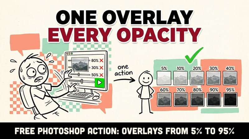Free Photoshop Action: Create Image Overlay Based On Foreground Color 5% To 95%